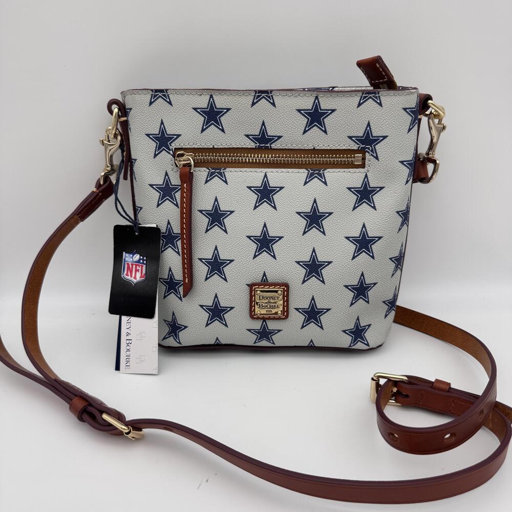 Dooney & Bourke Dallas Cowboys Crossbody Bag Canvas Leather NFL Star Print NEW